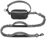 Hands-Free Dog Leash Set with Waist Belt and Storage Pouch, Shock-Absorbing Bungee Leash for Jogging, Walking, and Outdoor Adventures, Reflective Safety Design for Night Use (Blue)