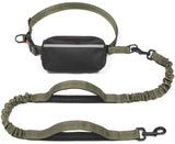 Hands-Free Dog Leash Set with Waist Belt and Storage Pouch, Shock-Absorbing Bungee Leash for Jogging, Walking, and Outdoor Adventures, Reflective Safety Design for Night Use (DarkGreen) In Australia - Darrahopens