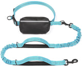 Hands-Free Dog Leash Set with Waist Belt and Storage Pouch, Shock-Absorbing Bungee Leash for Jogging, Walking, and Outdoor Adventures, Reflective Safety Design for Night Use (Green)