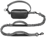 Hands-Free Dog Leash Set with Waist Belt and Storage Pouch, Shock-Absorbing Bungee Leash for Jogging, Walking, and Outdoor Adventures, Reflective Safety Design for Night Use (Grey) In Australia - Darrahopens