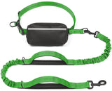 Hands-Free Dog Leash Set with Waist Belt and Storage Pouch, Shock-Absorbing Bungee Leash for Jogging, Walking, and Outdoor Adventures, Reflective Safety Design for Night Use (Grey)