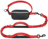 Hands-Free Dog Leash Set with Waist Belt and Storage Pouch, Shock-Absorbing Bungee Leash for Jogging, Walking, and Outdoor Adventures, Reflective Safety Design for Night Use (Orange)