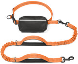 Hands-Free Dog Leash Set with Waist Belt and Storage Pouch, Shock-Absorbing Bungee Leash for Jogging, Walking, and Outdoor Adventures, Reflective Safety Design for Night Use (Red)