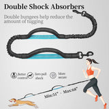 Hands-Free Dog Leash Set with Waist Belt and Storage Pouch, Shock-Absorbing Bungee Leash for Jogging, Walking, and Outdoor Adventures, Reflective Safety Design for Night Use (Red)