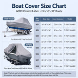 600D Oxford Fabric Boat Cover with UV and Waterproof PU Coating, Fits T-Top and JUMBO Boats, Protects Against Sun, Dust, and Rain for Outdoor Storage and Trailer Use (JUMBO Silver Grey, S02)