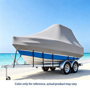 600D Oxford Fabric Boat Cover with UV and Waterproof PU Coating, Fits T-Top and JUMBO Boats, Protects Against Sun, Dust, and Rain for Outdoor Storage and Trailer Use (JUMBO Silver Grey, S02)