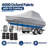 Darrahopens Home & Garden > Shading > Umbrellas & Sunshades 600D Oxford Fabric Boat Cover with UV and Waterproof PU Coating, Fits T-Top and JUMBO Boats, Protects Against Sun, Dust, and Rain for Outdoor Storage and Trailer Use (JUMBO Silver Grey, S07) In Australia - Darrahopens