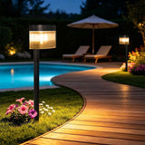 Solar Powered Outdoor Wall Lamp with Radar Motion Sensor, Dual Installation as Wall Mount or Ground Spike, Rechargeable Garden Path Light, Warm White Glow for Patio, Lawn, and Entryway Illumination (Warm Light, 2PCS)