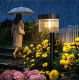 Solar Powered Outdoor Wall Lamp with Radar Motion Sensor, Dual Installation as Wall Mount or Ground Spike, Rechargeable Garden Path Light, Warm White Glow for Patio, Lawn, and Entryway Illumination (Warm Light, 2PCS)