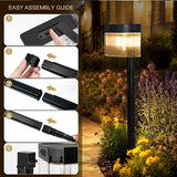 Solar Powered Outdoor Wall Lamp with Radar Motion Sensor, Dual Installation as Wall Mount or Ground Spike, Rechargeable Garden Path Light, Warm White Glow for Patio, Lawn, and Entryway Illumination (Warm Light, 4PCS)
