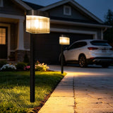Solar Powered Outdoor Wall Lamp with Radar Motion Sensor, Dual Installation as Wall Mount or Ground Spike, Rechargeable Garden Path Light, Warm White Glow for Patio, Lawn, and Entryway Illumination (White Light, 4PCS)
