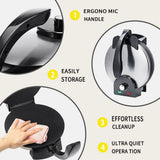 Versatile Electric Crepe Maker and Pancake Machine with Non-Stick Heating Plates, Stainless Steel Body, and Adjustable Temperature Control for Home Kitchen Cooking of Pizzas, Tortillas, and More (Silver) In Australia - Darrahopens