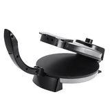Versatile Electric Crepe Maker and Pancake Machine with Non-Stick Heating Plates, Stainless Steel Body, and Adjustable Temperature Control for Home Kitchen Cooking of Pizzas, Tortillas, and More (Silver)