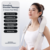 Wireless U-Shaped Neck and Shoulder Massager with Adjustable Strap for Home Office and Full Body Relaxation (Beige)
