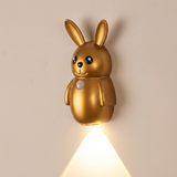 Adorable Cartoon Rabbit LED Motion Sensor Wall Light, Rechargeable Magnetic Cordless Night Lamp for Bedroom, Hallway, Stairs, and Kitchen with Dimmable Brightness and Adjustable Warm-to-Cool Glow (Silver, 3PCS)