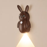 Adorable Cartoon Rabbit LED Motion Sensor Wall Light, Rechargeable Magnetic Cordless Night Lamp for Bedroom, Hallway, Stairs, and Kitchen with Dimmable Brightness and Adjustable Warm-to-Cool Glow (Wood Grain, 2PCS)
