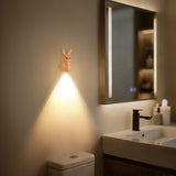 Adorable Cartoon Rabbit LED Motion Sensor Wall Light, Rechargeable Magnetic Cordless Night Lamp for Bedroom, Hallway, Stairs, and Kitchen with Dimmable Brightness and Adjustable Warm-to-Cool Glow (Yellow Travertine, 3PCS)
