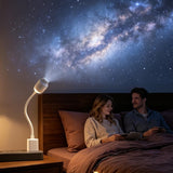 USB-Powered Star Projector Lamp with 12 Interchangeable Slides, Adjustable Focus and 160° Projection for Bedroom Decoration, Car Atmosphere, and Romantic Surprise Scenes (White)