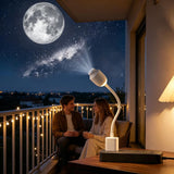 USB-Powered Star Projector Lamp with 12 Interchangeable Slides, Adjustable Focus and 160° Projection for Bedroom Decoration, Car Atmosphere, and Romantic Surprise Scenes (White)