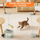 Interactive Rolling Cat Toy with Feather Wand Attachment – Auto-Moving Self-Play Ball for Indoor Cats, Smart Motion-Activated Chaser to Spark Hunting Instincts, Boost Daily Exercise, and Curb Boredom-Induced Destructive Behavior (Green)