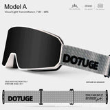 DOTUGE DGZ-Z11 Ski Goggles with Italian REVO Coating, Anti-Fog Dual-Layer HD Lens, UV400 Protection, Cylindrical Design for Skiing, Snowboarding, and Winter Outdoor Sports (A)