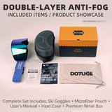 DOTUGE DGZ-Z11 Ski Goggles with Italian REVO Coating, Anti-Fog Dual-Layer HD Lens, UV400 Protection, Cylindrical Design for Skiing, Snowboarding, and Winter Outdoor Sports (A)