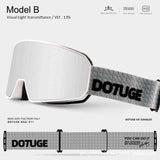 DOTUGE DGZ-Z11 Ski Goggles with Italian REVO Coating, Anti-Fog Dual-Layer HD Lens, UV400 Protection, Cylindrical Design for Skiing, Snowboarding, and Winter Outdoor Sports (B)
