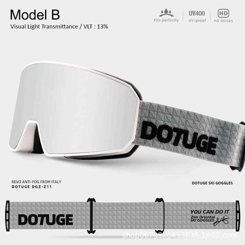 DOTUGE DGZ-Z11 Ski Goggles with Italian REVO Coating, Anti-Fog Dual-Layer HD Lens, UV400 Protection, Cylindrical Design for Skiing, Snowboarding, and Winter Outdoor Sports (B)