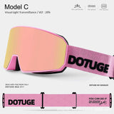 DOTUGE DGZ-Z11 Ski Goggles with Italian REVO Coating, Anti-Fog Dual-Layer HD Lens, UV400 Protection, Cylindrical Design for Skiing, Snowboarding, and Winter Outdoor Sports (B)