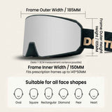 DOTUGE DGZ-Z11 Ski Goggles with Italian REVO Coating, Anti-Fog Dual-Layer HD Lens, UV400 Protection, Cylindrical Design for Skiing, Snowboarding, and Winter Outdoor Sports (C)