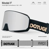 DOTUGE DGZ-Z11 Ski Goggles with Italian REVO Coating, Anti-Fog Dual-Layer HD Lens, UV400 Protection, Cylindrical Design for Skiing, Snowboarding, and Winter Outdoor Sports (E)
