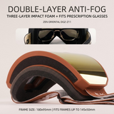 DOTUGE DGZ-Z11 Ski Goggles with Italian REVO Coating, Anti-Fog Dual-Layer HD Lens, UV400 Protection, Cylindrical Design for Skiing, Snowboarding, and Winter Outdoor Sports (F)