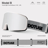 DOTUGE DGZ-Z11 Ski Goggles with Italian REVO Coating, Anti-Fog Dual-Layer HD Lens, UV400 Protection, Cylindrical Design for Skiing, Snowboarding, and Winter Outdoor Sports (F)