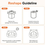 Cozy Semi-Enclosed Cat Cave Bed with Plush Toy Ball, 2-in-1 Convertible Design for Small Dogs and Rabbits, Soft Furry Shelter for Anxious Pets (M, Grey)