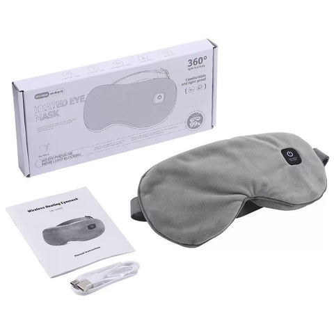 Wireless Smart Heated Eye Mask with 3-Temperature Control, Ergonomic Design for Eye Relief, Ideal for Sleep, Travel, and Office Relaxation (Grey) In Australia - Darrahopens