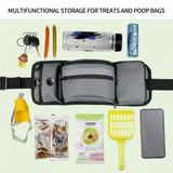 Multifunctional Dog Walking Waist Pack – Hands-Free Pet Training Pouch with Treat Compartment, Waste Bag Dispenser, Mesh Water Bottle Holder, and Built-in Leash Hook for Jogging, Hiking, and Daily Outdoor Adventures (Black)