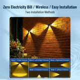 Solar Powered Outdoor Wall Light with Triple-Sided Glow, 5 Lighting Modes, Dusk-to-Dawn Auto On/Off, Weatherproof LED Accent Lamp for Patio, Fence, Staircase, and Garden Wall Decor (10PCS, Warm White)