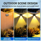 Solar Powered Outdoor Wall Light with Triple-Sided Glow, 5 Lighting Modes, Dusk-to-Dawn Auto On/Off, Weatherproof LED Accent Lamp for Patio, Fence, Staircase, and Garden Wall Decor (8PCS, Warm White)