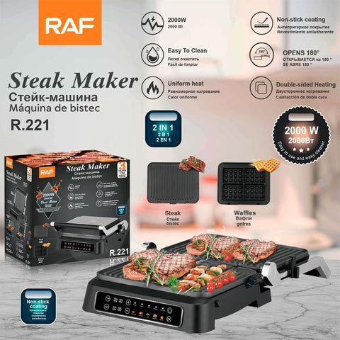 Darrahopens Appliances > Kitchen Appliances > Speciality Appliances Two-in-One Electric Grill and Sandwich Maker with Interchangeable Non-Stick Plates, 180-Degree Flip-Open Design for Steaks, Paninis, Waffles, and Breakfast Favorites in Home Kitchens (Black) In Australia - Darrahopens