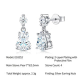 Elegant S925 Silver Moissanite Gourd Earrings with Round Stud and Pear-Shaped Drops, 8 Hearts 8 Arrows Cut, Brilliant Fire, Ideal for Daily Wear, Date Nights, and Light Formal Occasions, Includes GRA Certificate (Silver, 2 Carat)