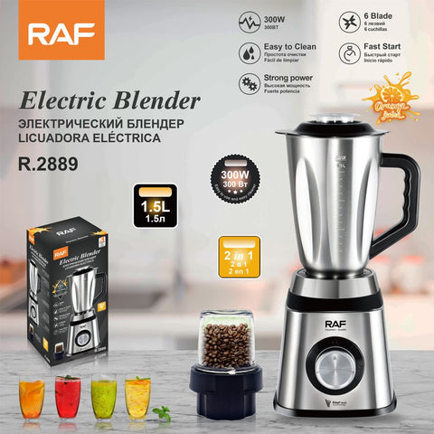 2-in-1 Electric Blender and Grinder with Stainless Steel Body, 1.5L Large Capacity Jar and Compact Glass Grinding Cup for Smoothies, Juices, Coffee Beans and Dry Ingredients (Silver) In Australia - Darrahopens