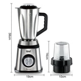 2-in-1 Electric Blender and Grinder with Stainless Steel Body, 1.5L Large Capacity Jar and Compact Glass Grinding Cup for Smoothies, Juices, Coffee Beans and Dry Ingredients (Silver)
