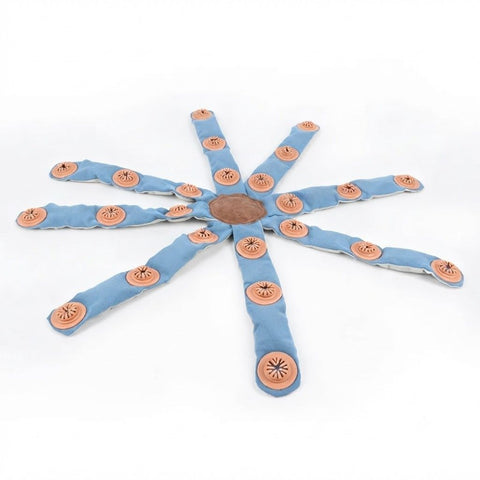 Interactive Octopus Puzzle Toy for Dogs – Snuffle Mat & Treat Dispenser Combo for Slow Feeding, Mental Stimulation, and Boredom Relief, Made from Recycled Fire Hose and Natural Rubber, Perfect for Solo or Bonding Play (Blue)
