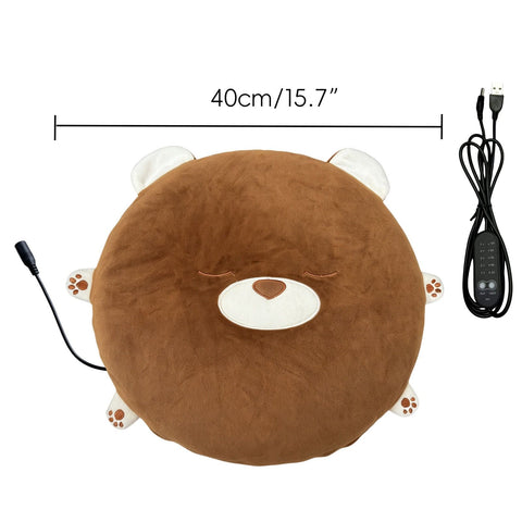 New Winter USB Heated Seat Cushion, Round Cartoon Design for Office and Home, Portable Warmth with Adjustable Temperature, Compatible with Power Banks and USB Ports (Bear) In Australia - Darrahopens