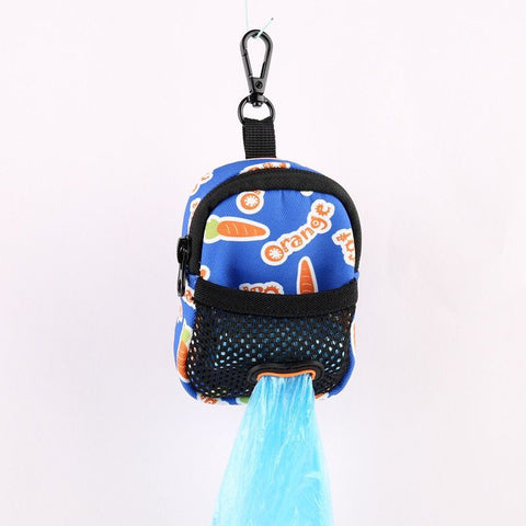 Stylish Printed Dog Walk Pouch, Pet Waste Bag Dispenser with Bone-Shaped Outlet, Mini Backpack Design with Hooks and Straps for Leashes, Keys, and Small Essentials (Blue) In Australia - Darrahopens