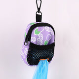 Stylish Printed Dog Walk Pouch, Pet Waste Bag Dispenser with Bone-Shaped Outlet, Mini Backpack Design with Hooks and Straps for Leashes, Keys, and Small Essentials (Purple) In Australia - Darrahopens