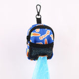 Stylish Printed Dog Walk Pouch, Pet Waste Bag Dispenser with Bone-Shaped Outlet, Mini Backpack Design with Hooks and Straps for Leashes, Keys, and Small Essentials (Purple)