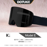 Magnetic Flip-Up Ski Goggles with Anti-Fog Cylindrical Lens for Snow Sports, Winter Hiking, and Mountain Climbing – Unisex Design for Clear Vision and Impact Protection (B)