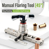 45° Eccentric Manual Copper Tube Expander Tool with Metric and Imperial Steel Clamp Plate for HVAC Refrigeration Condenser Piping Water Plumbing Installation and DIY Copper Pipe Projects (Silver, S)
