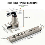 45° Eccentric Manual Copper Tube Expander Tool with Metric and Imperial Steel Clamp Plate for HVAC Refrigeration Condenser Piping Water Plumbing Installation and DIY Copper Pipe Projects (Silver, S)